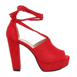 Red LM-058 Sandalias plataforma rojas rojo