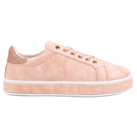 Calzado deportivo con cordones rosa