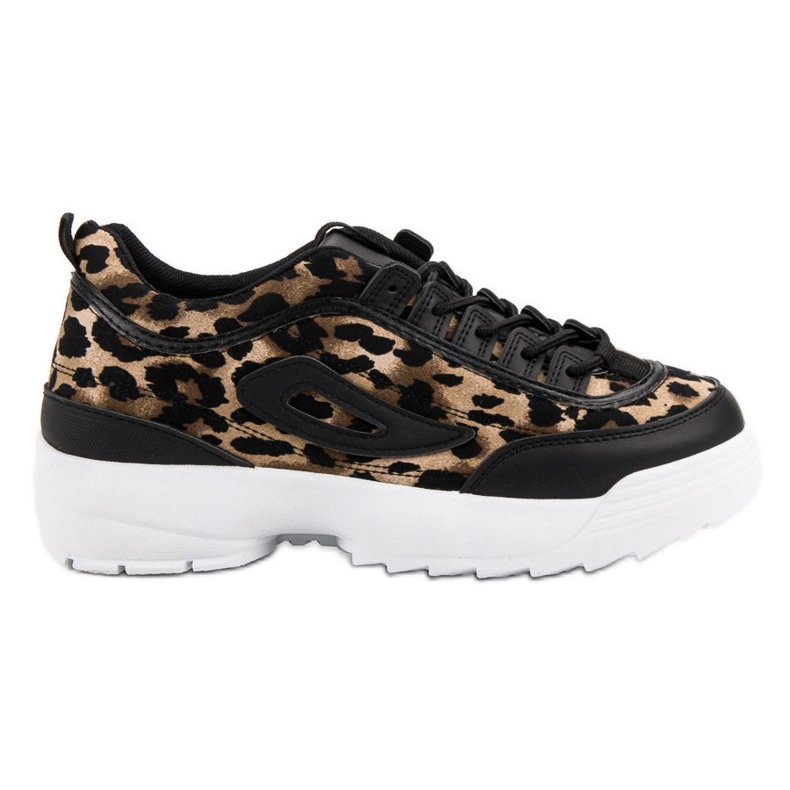 Zapatillas negras con estampado animal negro marrón