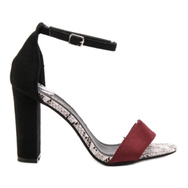 Danic Sandalias de tacón negro rojo Danic Sandalias de tacón negro rojo