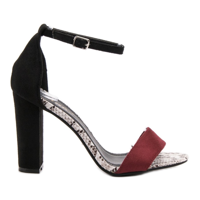 Danic Sandalias de tacón negro rojo