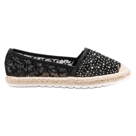Ideal Shoes Alpargatas Con Cristales negro