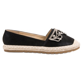 Ideal Shoes Alpargatas Negras Con Adornos negro