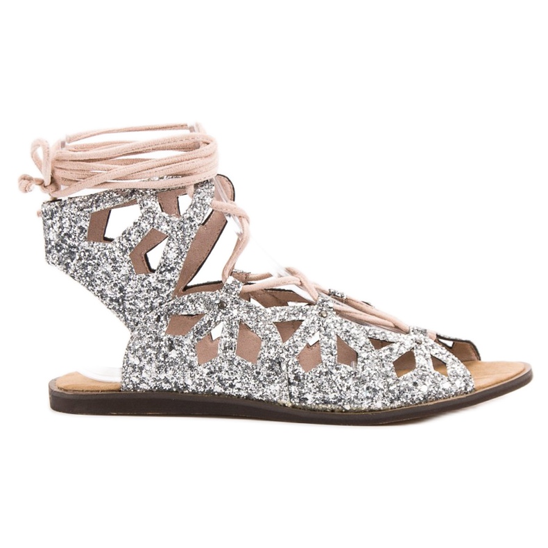 Corina Sandalias con purpurina gris