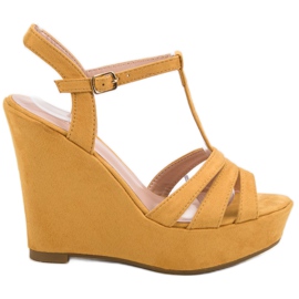 Primavera Sandalias mostaza de ante amarillo