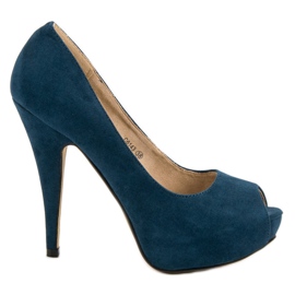 Corina Tacones de ante abiertos azul
