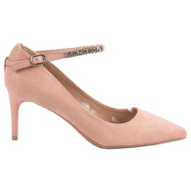 Fama Tacones de ante en polvo rosa