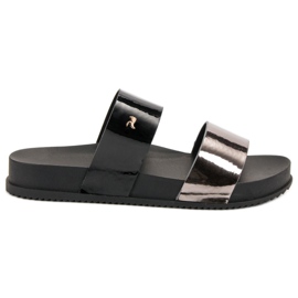 Vinceza Chanclas cómodas negro gris