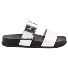 Vinceza Chanclas cómodas blanco gris