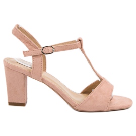 Jumex Sandalias de ante en polvo rosa
