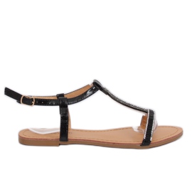 Sandalias con circonitas negras SY644 Negro Sandalias con circonitas negras SY644 Negro