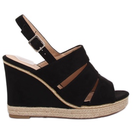 Negro Sandalias con cuña 9069 Negro