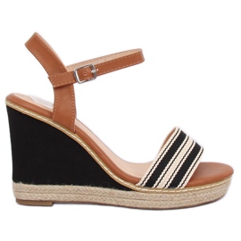 Sandalias negras con cuña 9068 Negro marrón