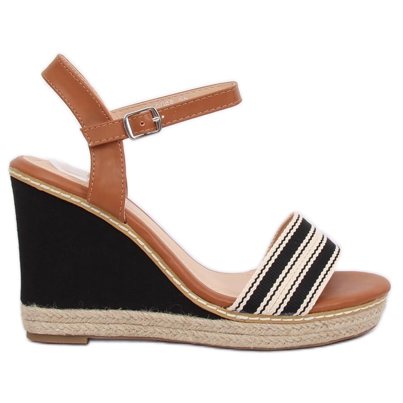 Sandalias negras con cuña 9068 Negro marrón