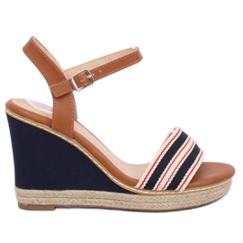 Sandalias cuña 9068 Azul marrón azul marino