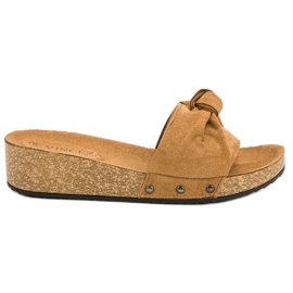 Pantuflas VINCEZA de ante marrón