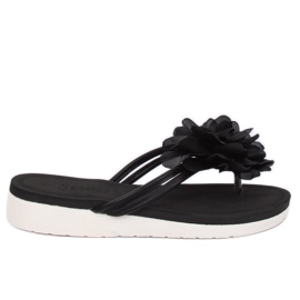 Chanclas negras con flor CK103 Negro