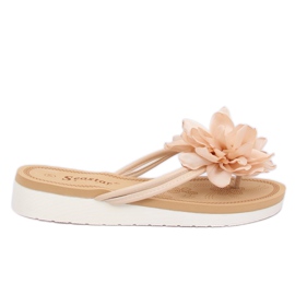 Chanclas con flor beige CK103 Beige
