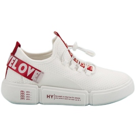 Zapatos deportivos con amor de puño blanco