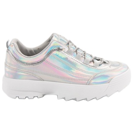 Deportivas lacadas en plata holo gris