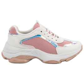Renda Zapatillas de moda blanco rosado