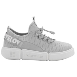 Zapatos deportivos con amor de puño gris