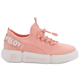 Zapatos deportivos con amor de puño rosa