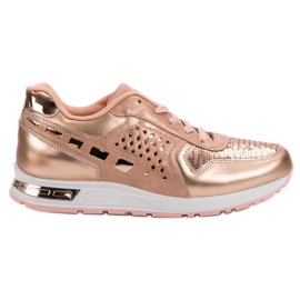 Zapatos deportivos con lentejuelas rosa