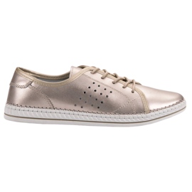 Kylie Zapatos de piel con cordones dorado