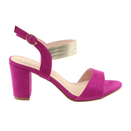 Sandalias en el poste de Filippo DS817 fucsia / dorado rosa amarillo