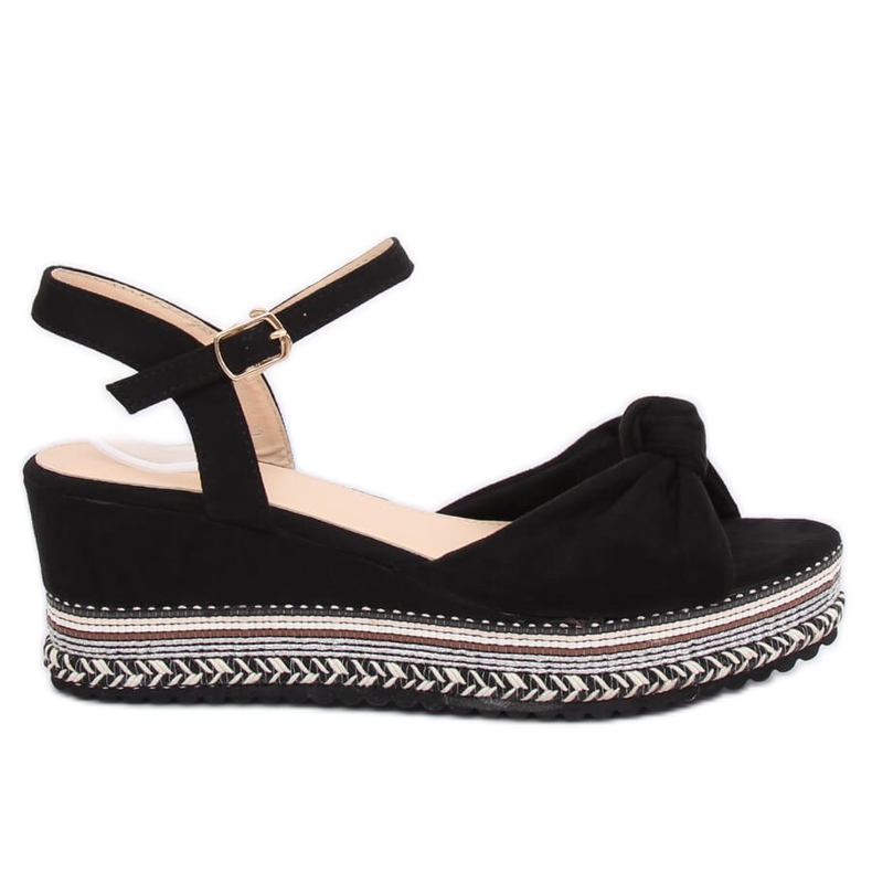 Sandalias negras con cuña B126 Negro