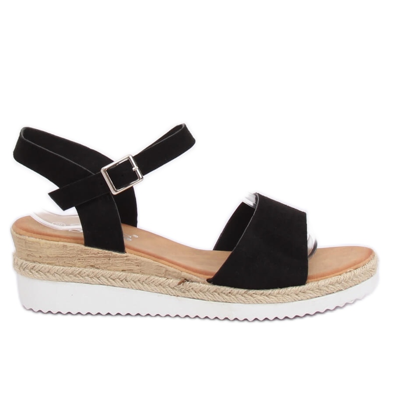 Sandalias negras de cuña baja 7868-KL Negro