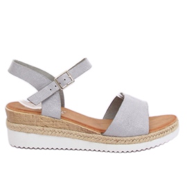 Sandalias grises con cuña baja 7868-KL Gris Sandalias grises con cuña baja 7868-KL Gris