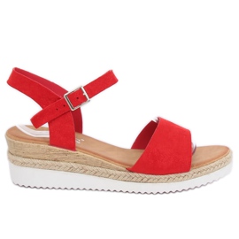Sandalias rojas de cuña baja 7868-KL Rojo