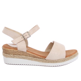 Sandalias beige con cuña baja 7868-KL Beige