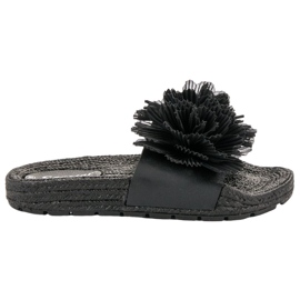 Seastar Pantuflas Negras Con Flores negro Seastar Pantuflas Negras Con Flores negro