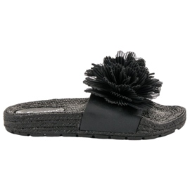 Seastar Pantuflas Negras Con Flores negro