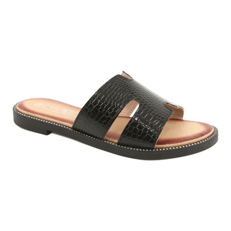 Filippo Inserto de cuero negro con aletas brillantes Filippo Inserto de cuero negro con aletas brillantes