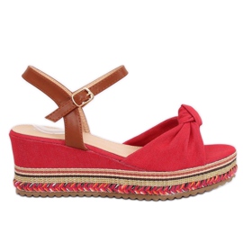 Sandalia cuña roja B165 Roja rojo