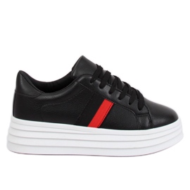 Negro B0-12 Zapatillas negras con suela alta