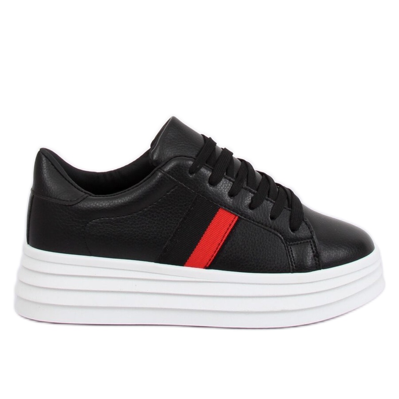 Negro B0-12 Zapatillas negras con suela alta