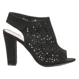 Queen Vivi Sandalias caladas con empeine negro