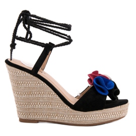 Seastar Sandalias atadas en cuña negro