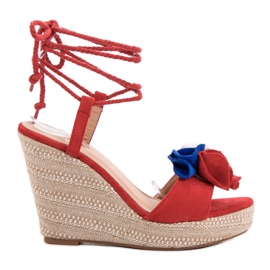 Seastar Sandalias atadas en cuña rojo