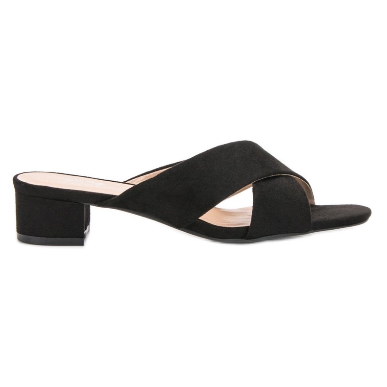 Small Swan Pantuflas de gamuza elegantes negro