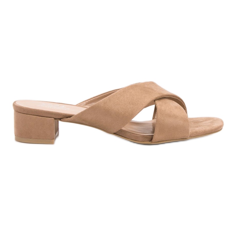 Small Swan Pantuflas de gamuza elegantes marrón Small Swan Pantuflas de gamuza elegantes marrón