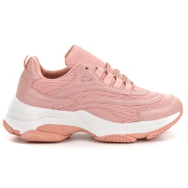Calzado deportivo con cordones rosa