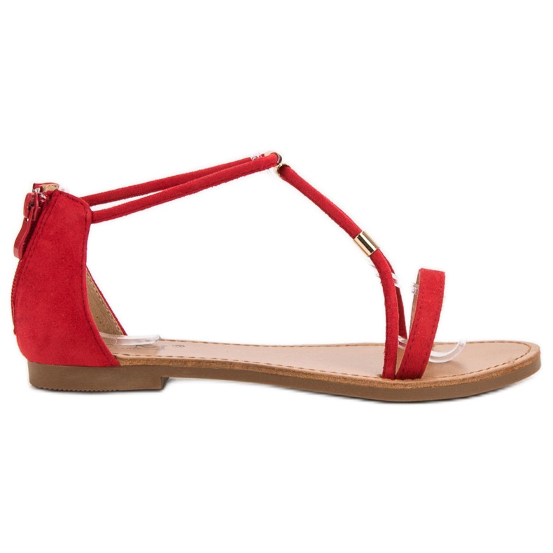 Cm Paris Sandalias planas de ante rojo