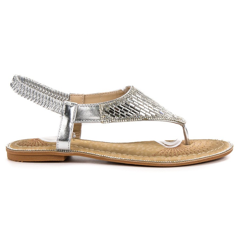 Encor Sandalias japonesas plateadas gris