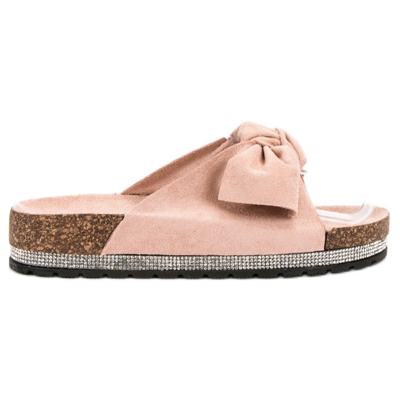 Anesia Paris Pantuflas de Ante con Cristales rosado